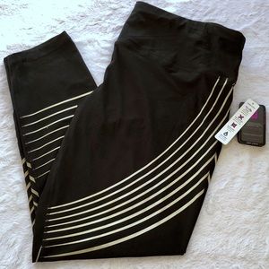 NWT RBX Active Black Leggings with Gold Stripes